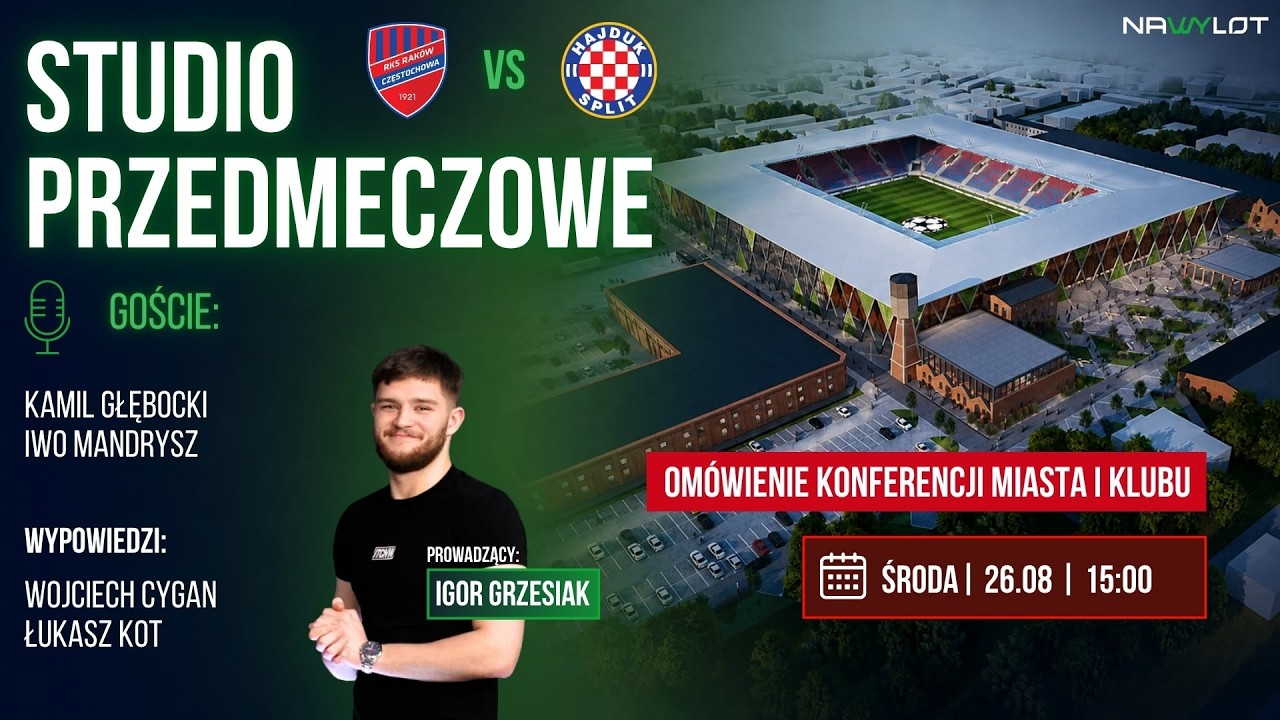 🔴 RAK&Oacute;W CZĘSTOCHOWA VS HAJDUK SPLIT | LIGA KONFERENCJI EUROPY | STUDIO PRZEDMECZOWE + KONFERENCJA