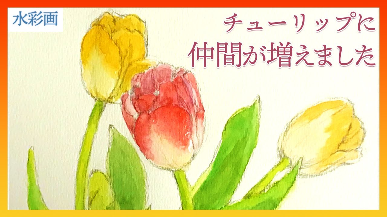 【水彩画】花の描き方【3本のチューリップの組み合わせ】