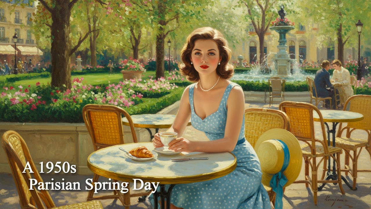 A 1950s Parisian Spring Day | Vintage Parkside Café Ballads (Sinatra • Elvis • Nat King Cole)