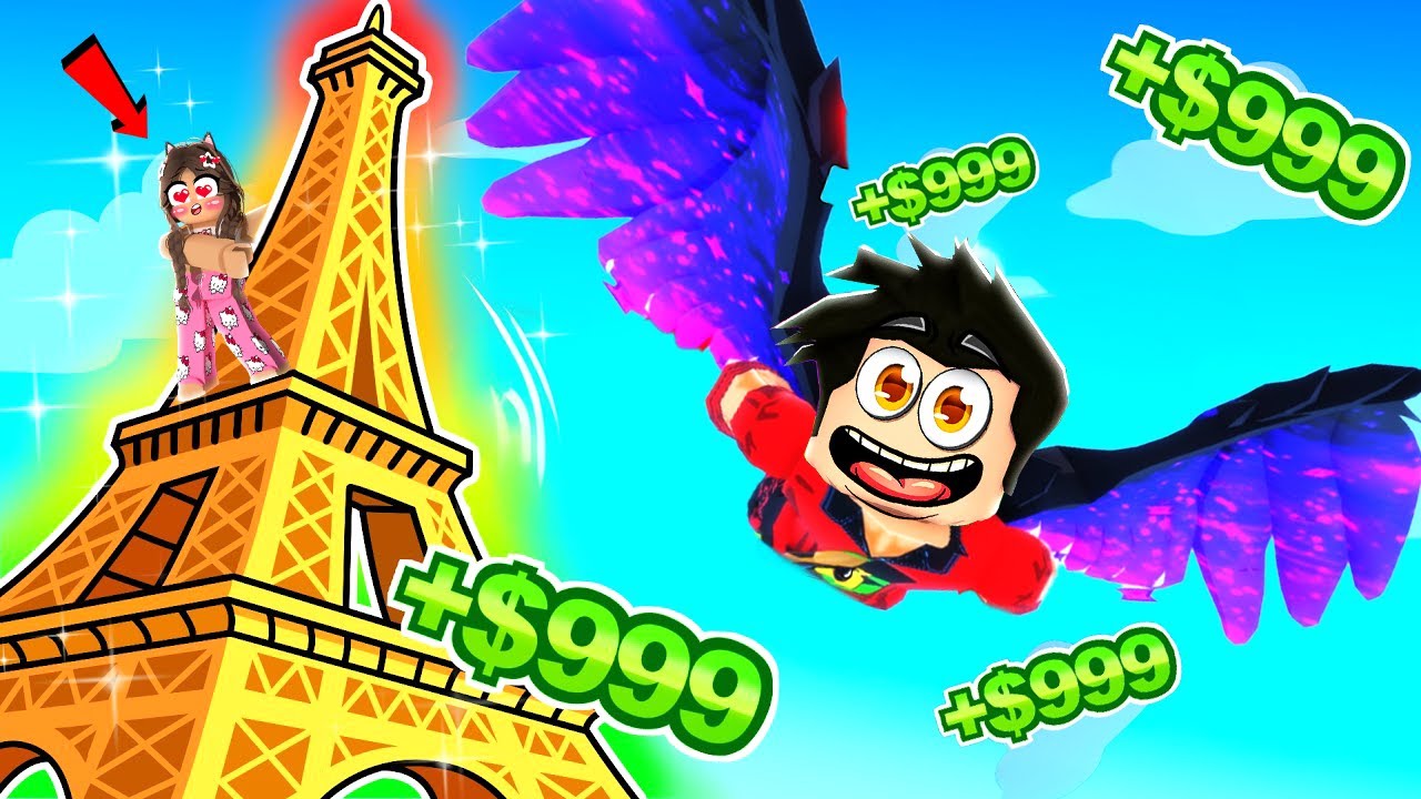 AYBÜKE İLE EYFEL KULESİNDEN AŞAĞI ATLADIK !! Roblox Climb and Jump Tower