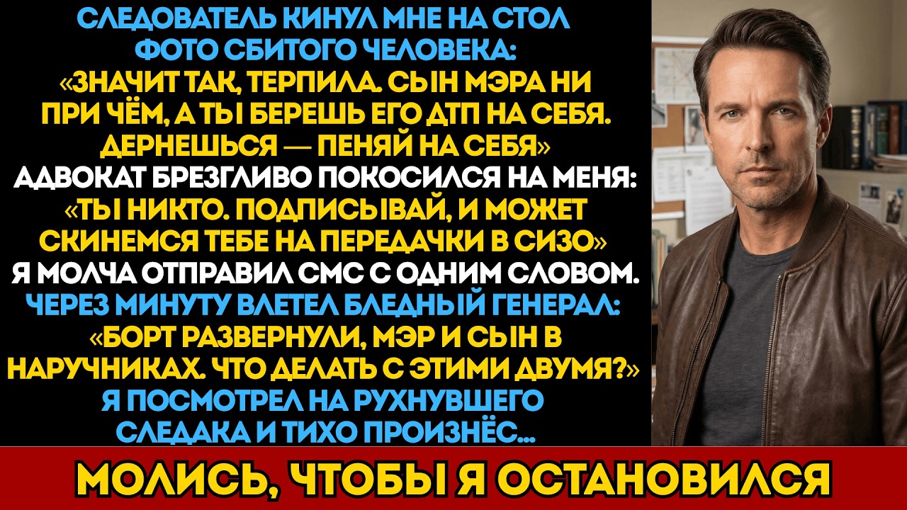 Следак требовал признать вину за сынка мэра. Он не знал что я одним звонком верну его в наручниках.