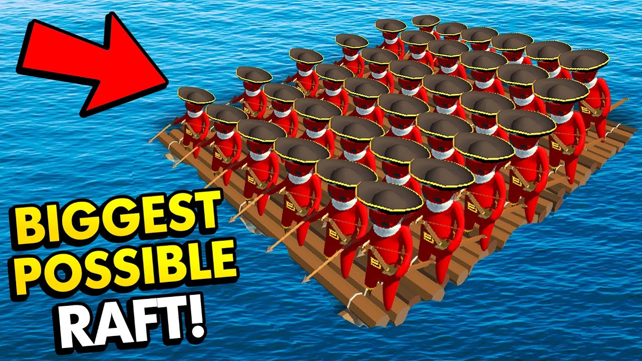 BIGGEST POSSIBLE RAFT IN STUPID RAFT BATTLE SIMULATOR! (Stupid Raft Battle Simulator Funny Gameplay)