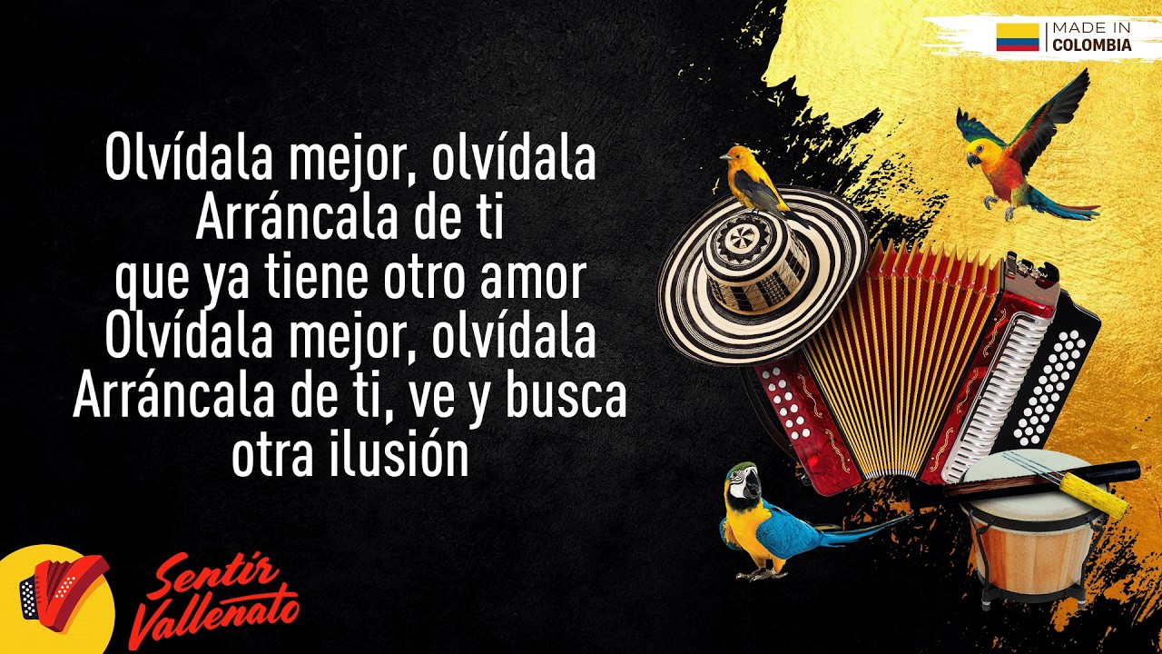 Olv&iacute;dala, Binomio De Oro De Am&eacute;rica, Video Letra - Sentir Vallenato