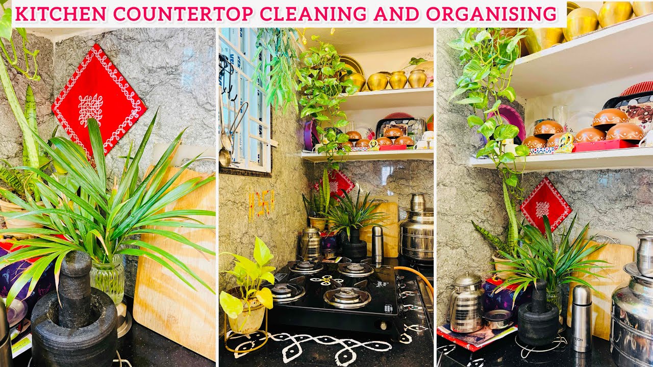 Kitchen Countertop Cleaning and Organising|పండగ ముందు రోజు నేను చేసుకునే కొన్ని Preparations|Decor 