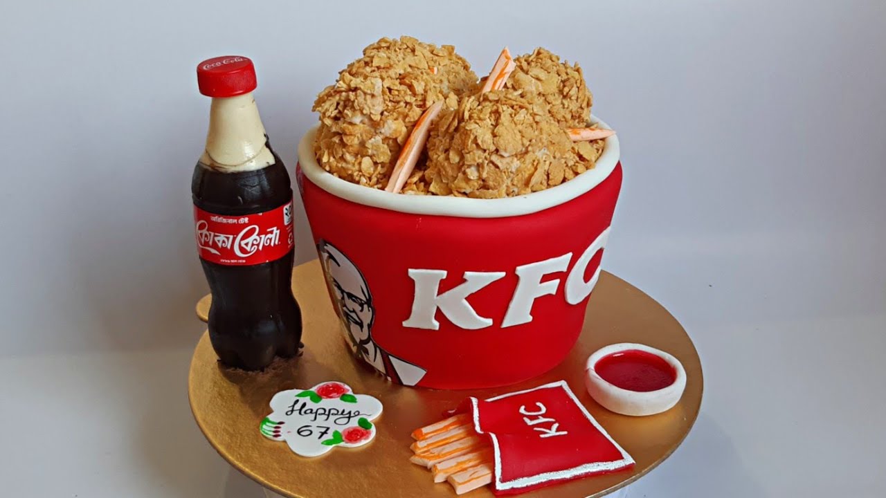 KFC theme cake decoration tutorial / কেএফসি থিম কেক ডেকোরেশন টিউটোরিয়াল।