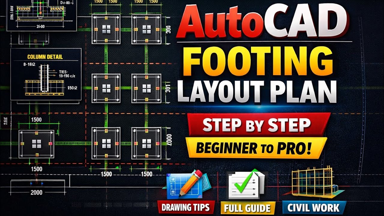 AutoCAD Footing Layout Plan Bangla Tutorial | Civil Engineers Must Watch ! 