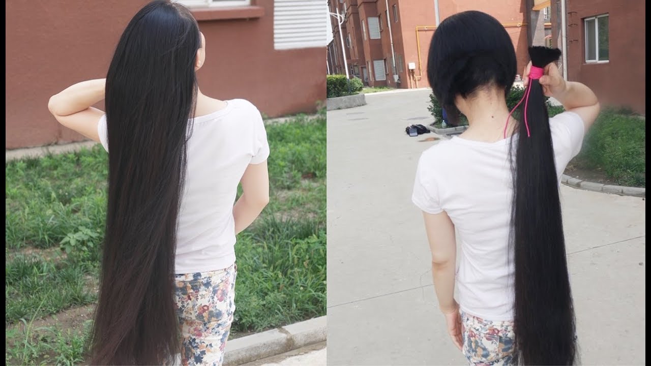 Long To Short Chinese Beauty haircut H18 黒髪スーパーロングのバッサリ断髪