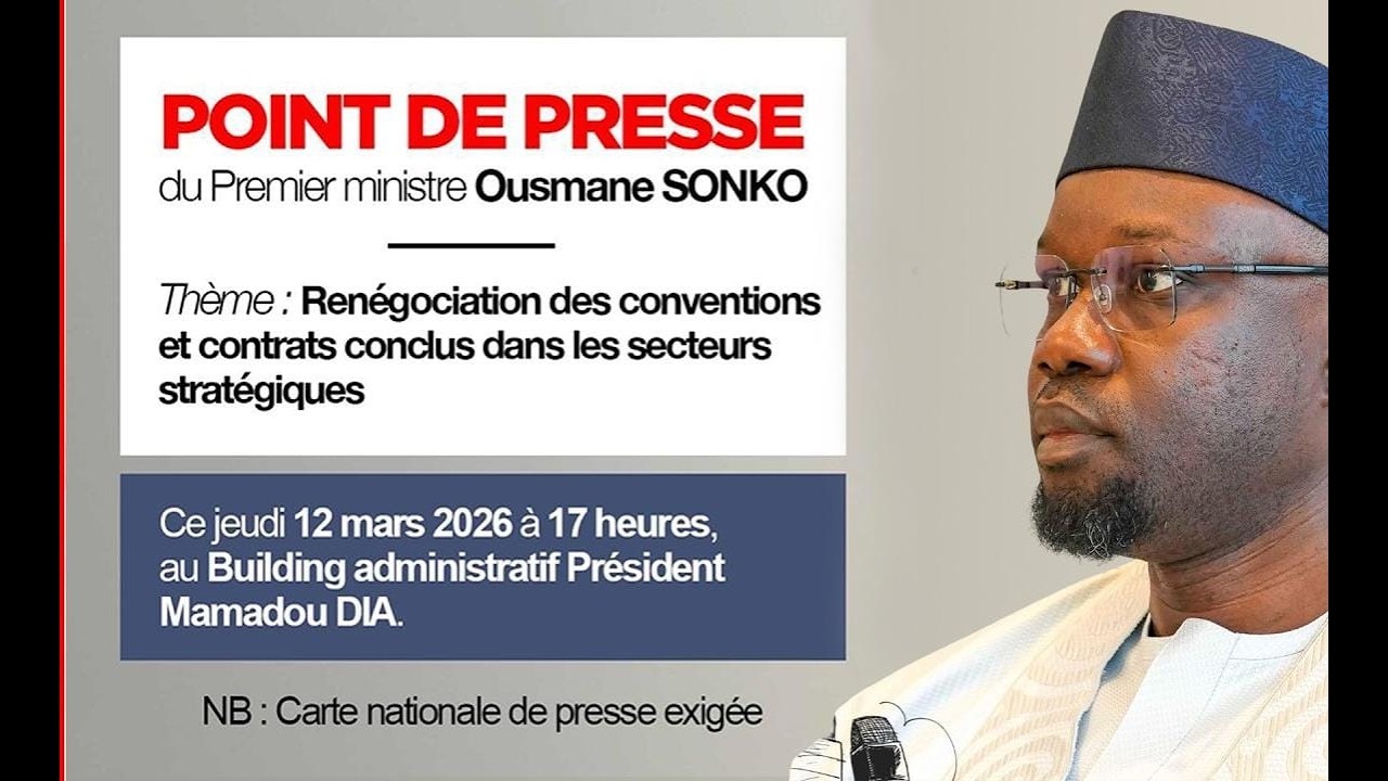 🔴 #DIRECT- Conférence de presse du Premier ministre Ousmane Sonko sur les renégociations de contrats