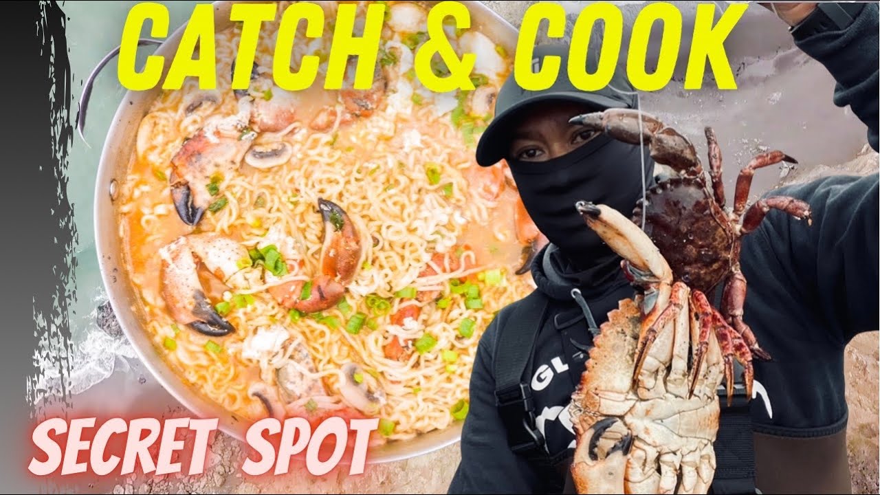 EXTREME Catch & Cook Rock Crab (Spicy Crab Noodle Soup)