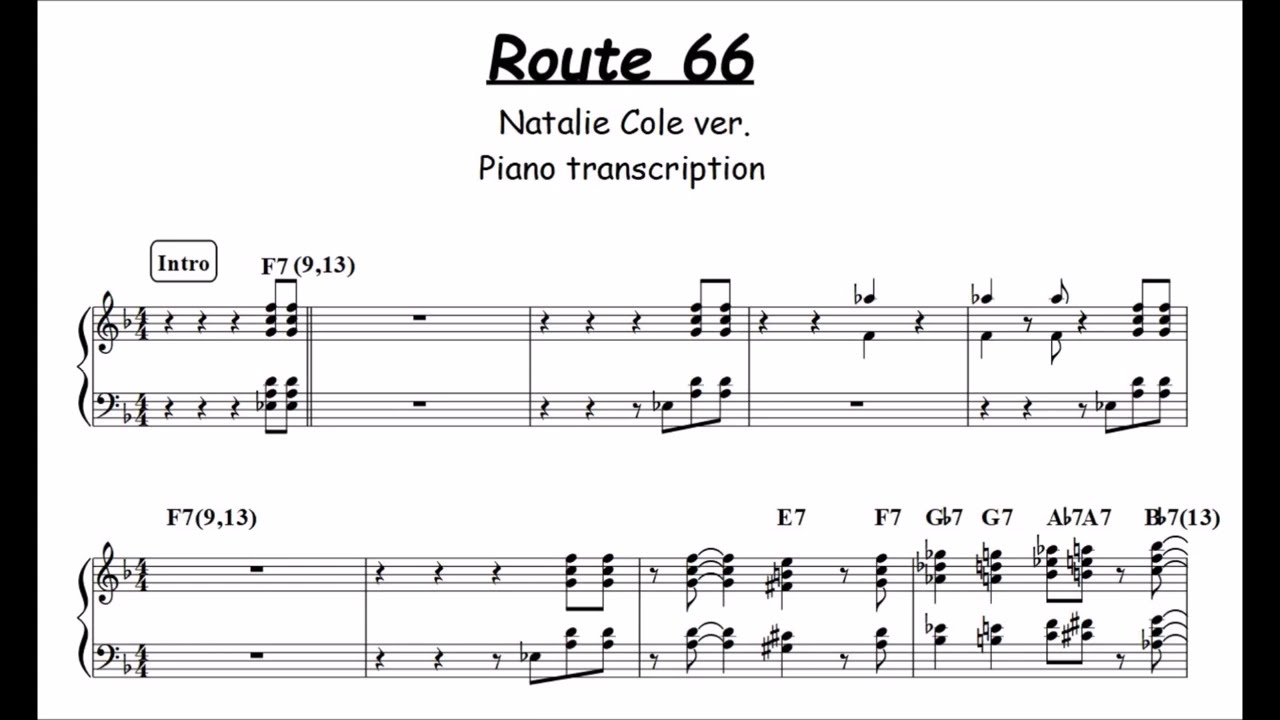 【Jazz Blues】Route66 Natalie Cole ver 【Piano transcription】