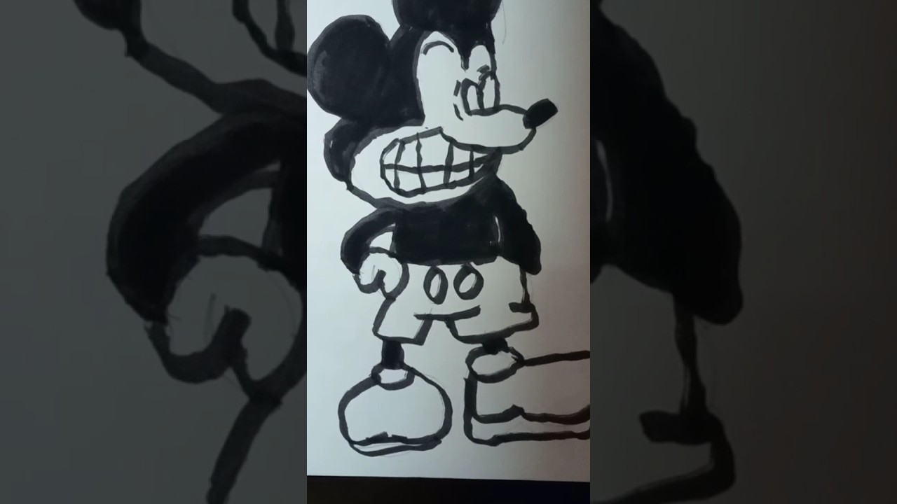 Drawing Suicide Mouse #createwithhajara #markers #fnf #suicidemouse #brovideo