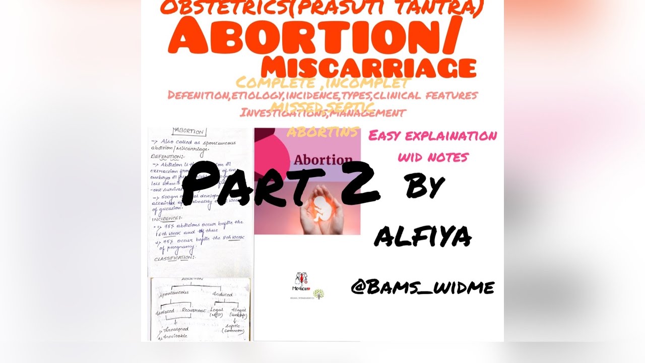 ABORTION(PART2)TYPES-COMPLETE,INCOMPLETE,MISSED,SEPTIC ABORTIONS Simplified notes easy explaination