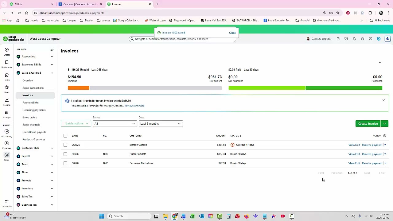 Mar 2026 QuickBooks Online Custom Fields Budgets Additional Inventory tools