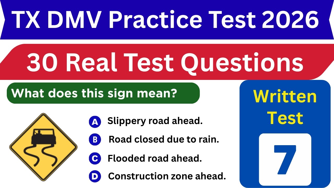 2026 TEXAS DMV Written Test 7| 30 Real Test Questions | TX DMV Practice Test #texasdrivingtest #2026