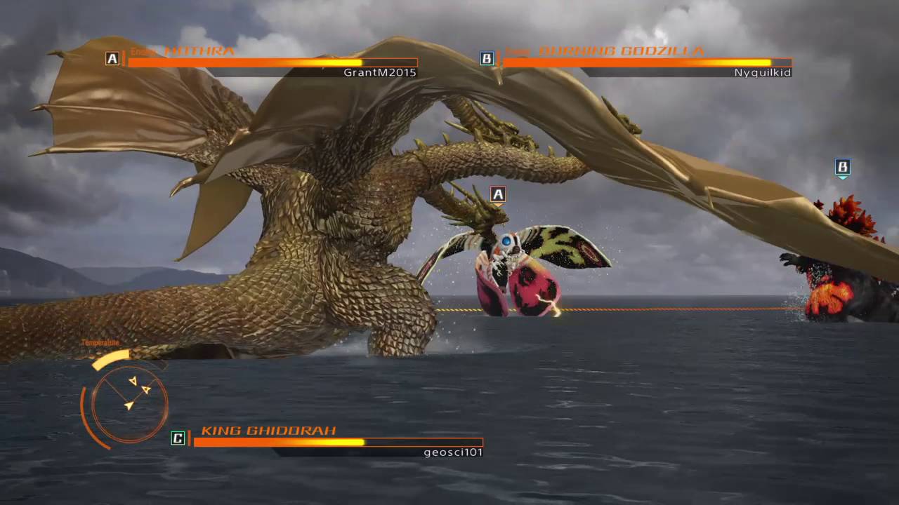 GODZILLA Ps4 Online Battle King Ghidorah vs Burning Godzilla vs Mothra