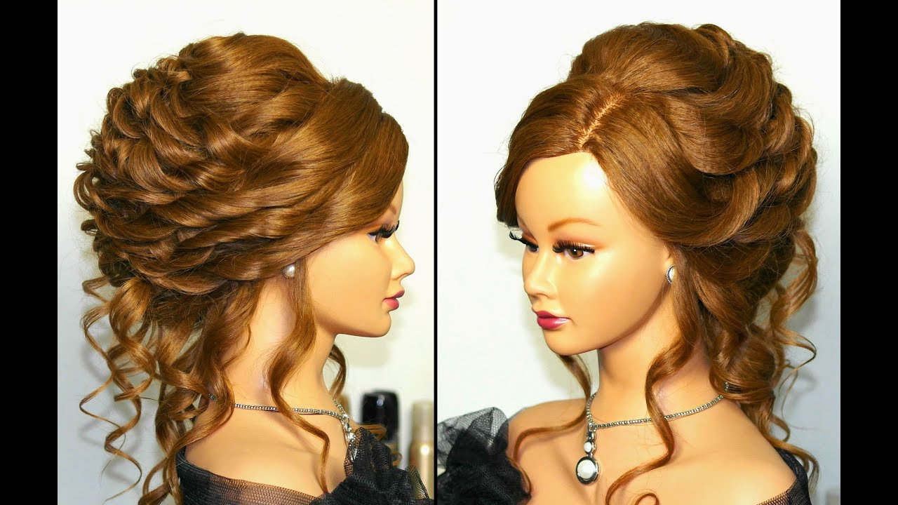 Romantic bridal, wedding hairstyle for long hair. Tutorial