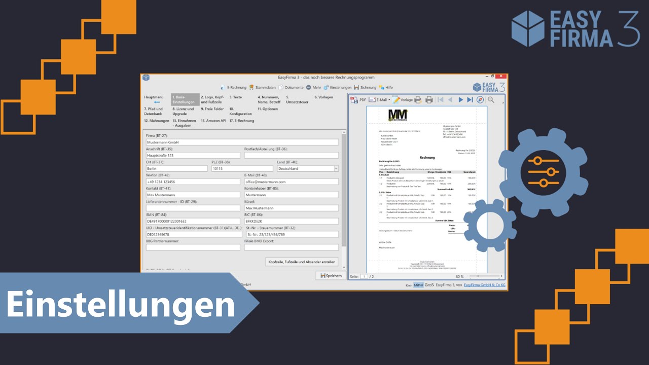 Einstellungen in EasyFirma 3: So konfigurieren Sie die Rechnungssoftware Schritt für Schritt!