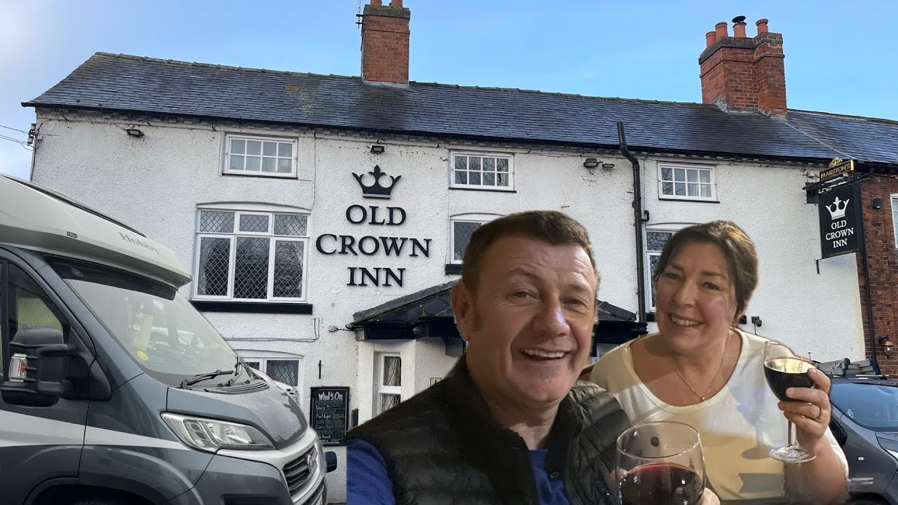 Motorhome pub stopover. The Old Crown Inn near Shardlow in Derbyshire.