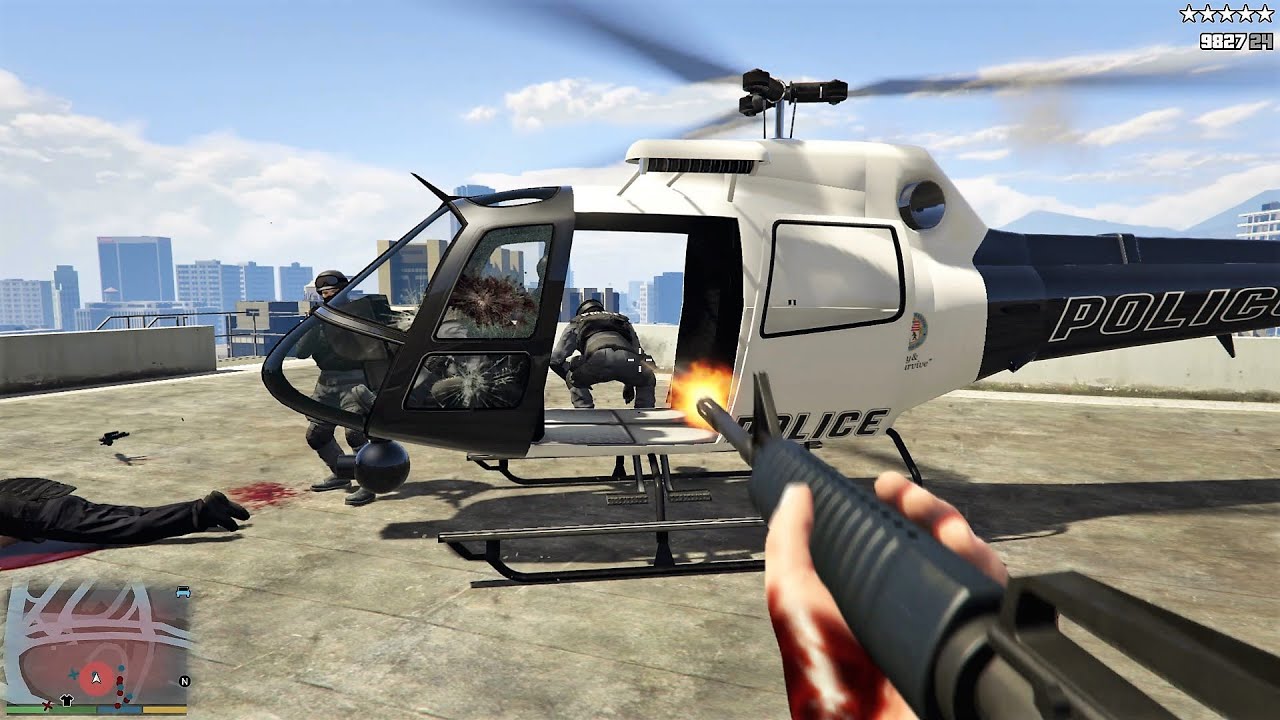 GTA 5 - Michael's FIRST PERSON FIVE STAR COP BATTLE! (GTA V Funny Moments)