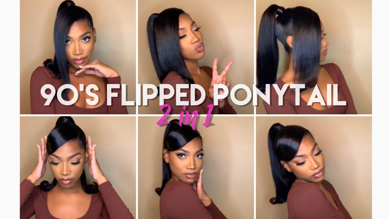 90's FLIPPED PONYTAIL W/ SWOOP | 2 IN 1 PONYTAIL