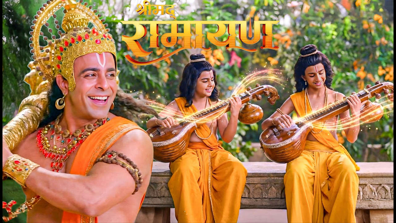 लव कुश की वीना की मधुर तान पर झूम उठे हनुमान|| Shrimad Ramayan