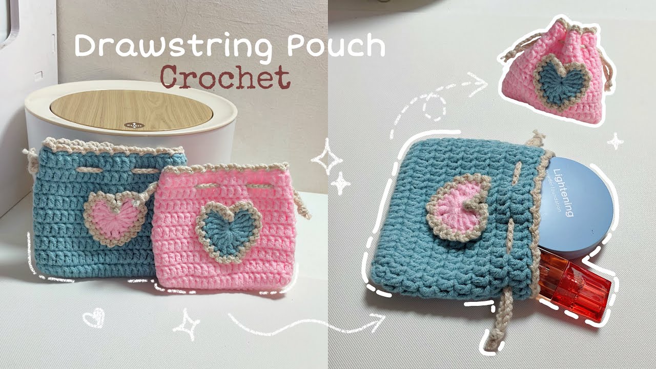 Crochet Drawstring Pouch tutorial | How to crochet Pouch | Crochet tutorial