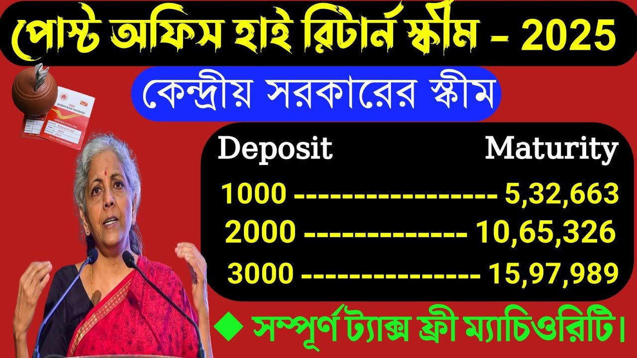 2025 শে কেন্দ্রীয় সরকারের High Return Scheme | Tax Free Maturity | Post Office Scheme |