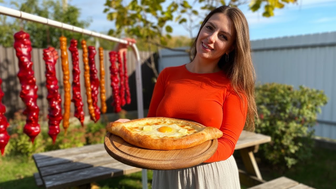 Cooking Khachapuri Bread and Churchkhela Recipe | Relaxing Village Life ASMR