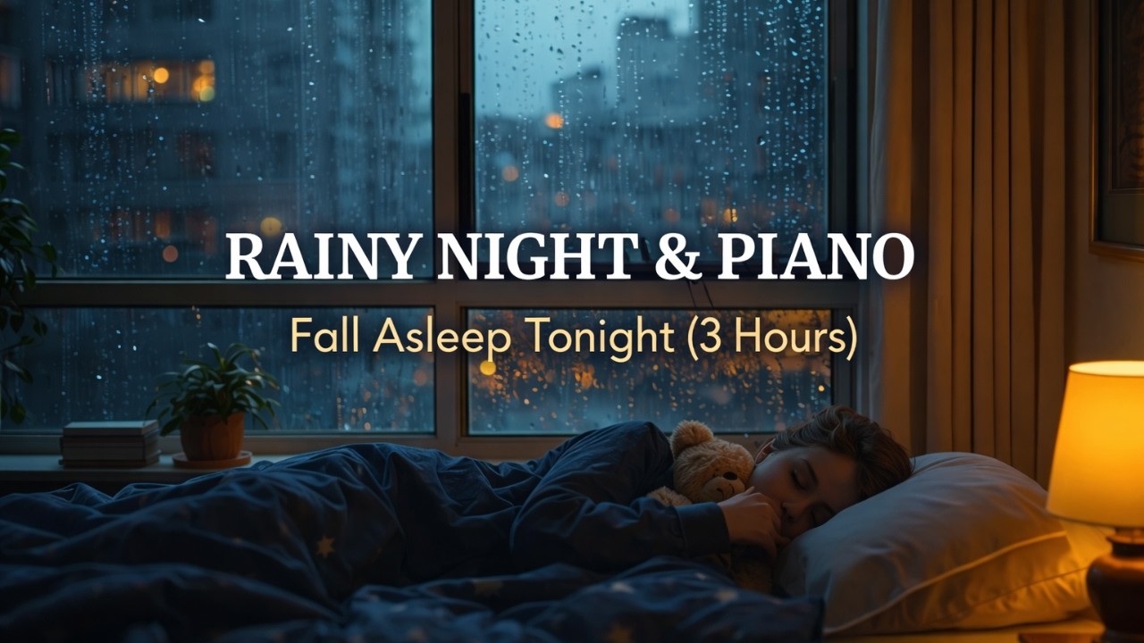RAINY NIGHT & PIANO Soft Calm Night (3 Hours)