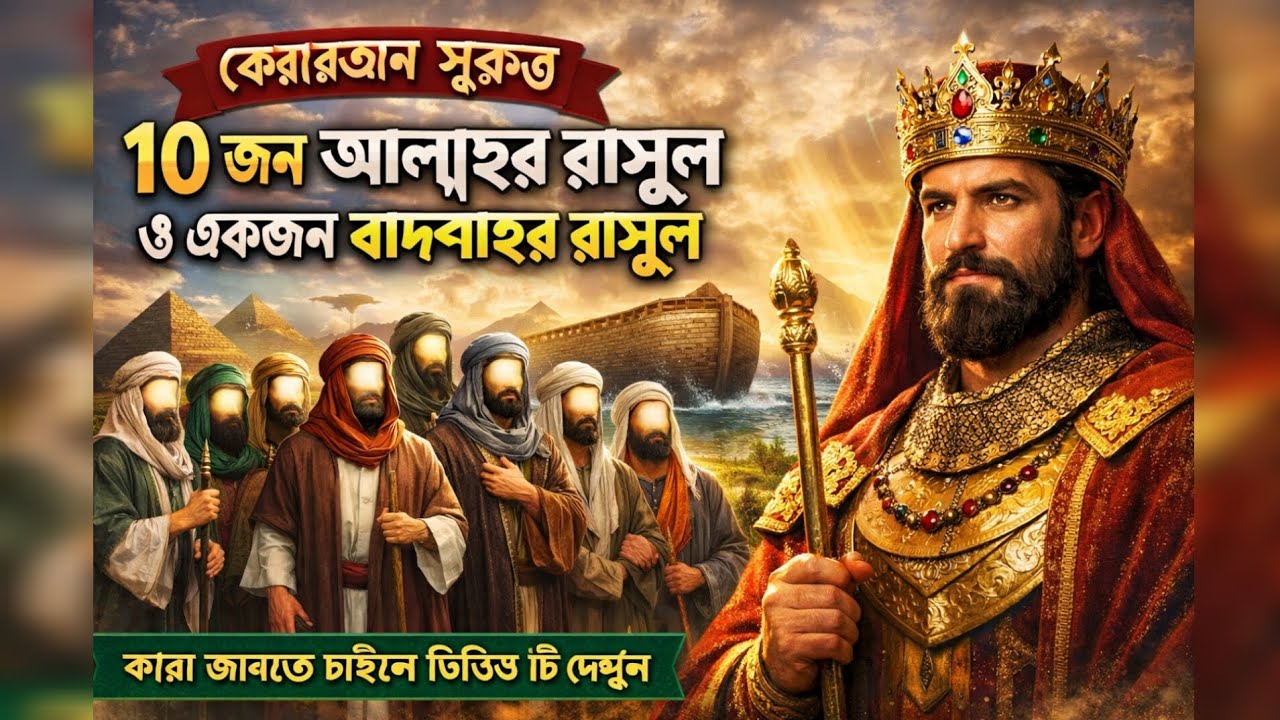 কোরআনে বর্ণীত ১০ জন আল্লাহর রাসুল ও একজন বাদশাহর রাসুল কোরআনের আয়াত থেকে ১১ জন রাসুল এর তালিকা 