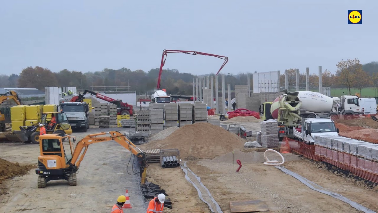 TimeLapse de la construction du magasin LIDL de Fontenay-le-vicomte