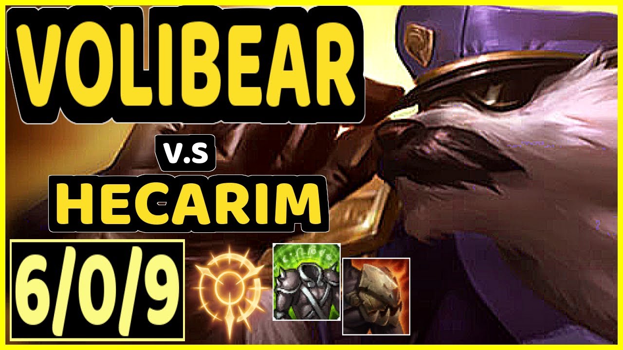 JUNJIA (VOLIBEAR) vs HECARIM - 6/0/9 KDA JUNGLE CHALLENGER GAMEPLAY - KR