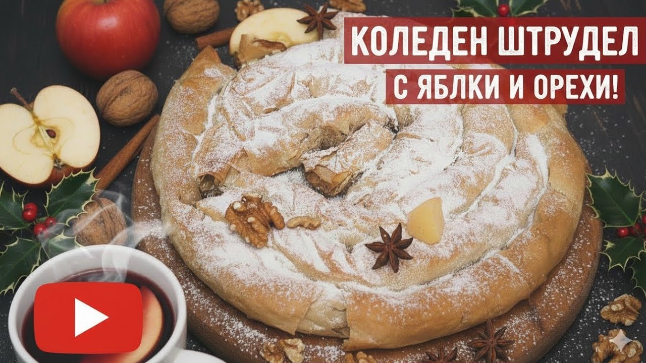 Най-вкусният домашен щрудел с ябълки и орехи 🍎🥨Το καλύτερο σπιτικό στρούντελ μήλου με καρύδια