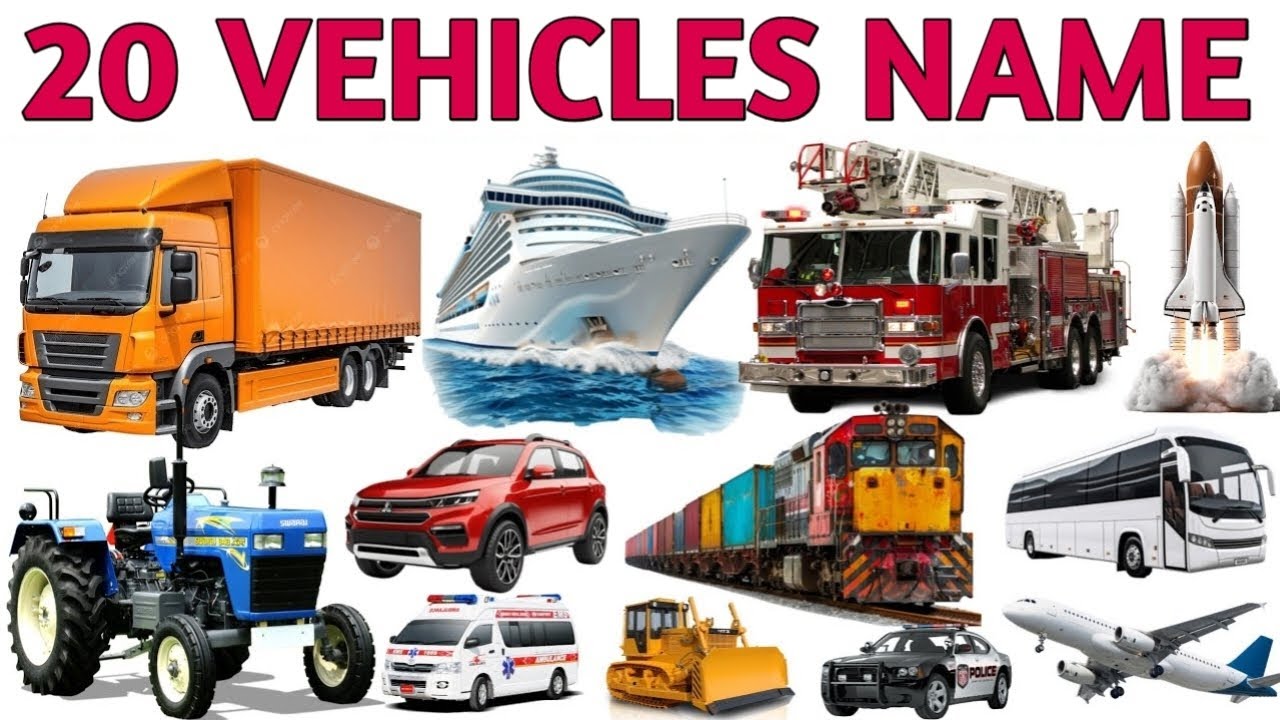 20 Vehicles Name in Hindi and English | गाड़ियों के नाम | Kids Learning video 