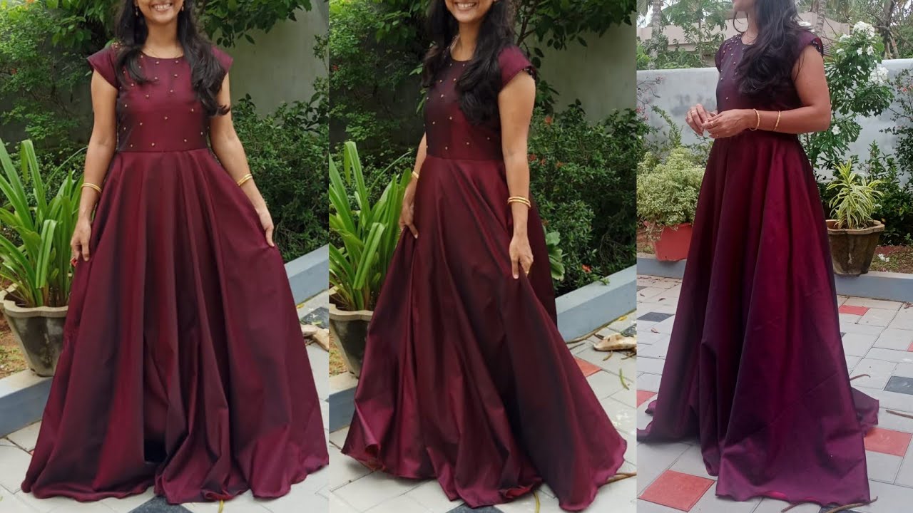 Umbrella Gown Stitching / Full Circle Umbrella Frock Cutting and Stitching