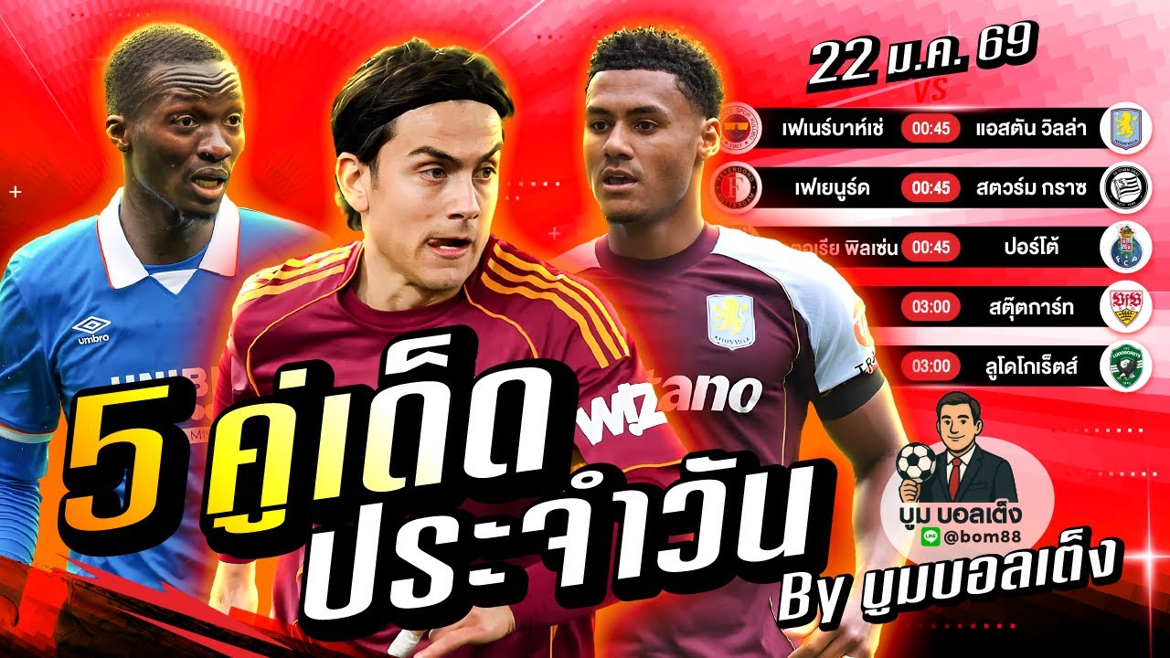 วิเคราะห์บอลวันนี้ | วันพฤหัสบดี 22 มกราคม 68 | BY บูมบอลเต็ง | EP1032