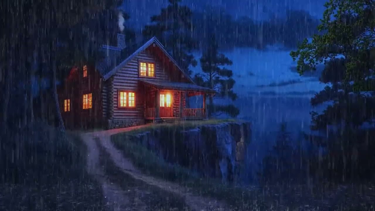 Cold Rainy Night at the Mountain Cabin | Deep Sleep & Insomnia Relief (No Thunder)