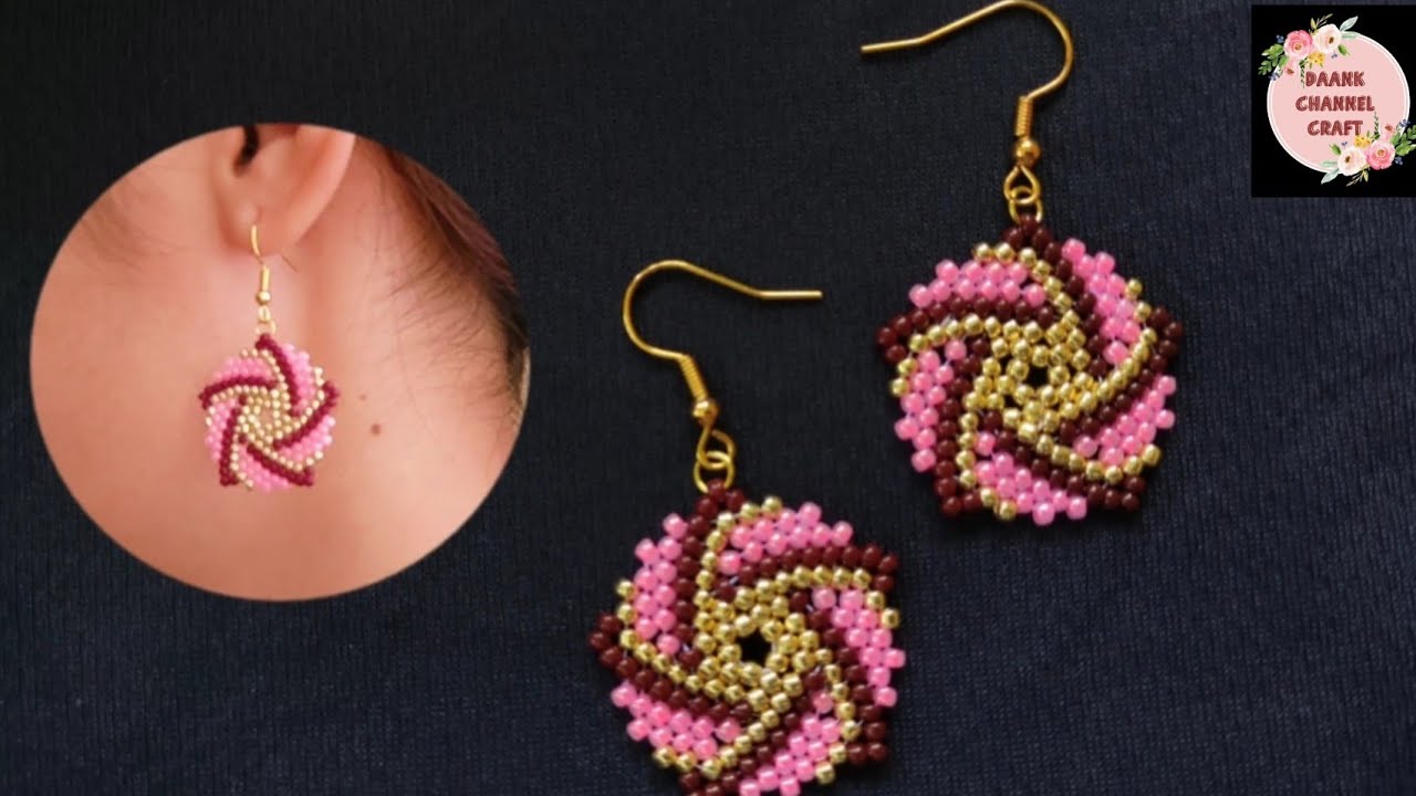 Tutorial for pentagonal beaded earrings. Elegant earrings