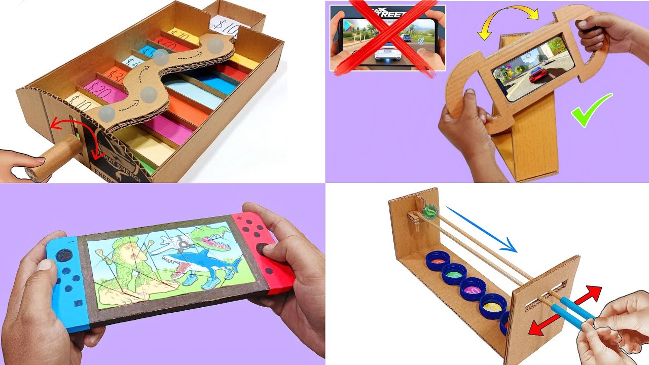 BEST 4 FUN CARDBOARD GAMES : Wobble Rolling Ball, Marble Game, Racing Game Controller, Puzzle Game