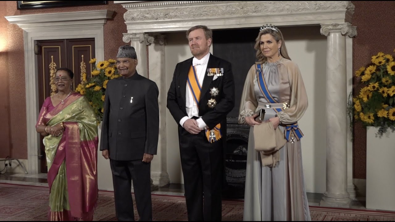 WA & Máxima ontvangen president van India voor staatsbanket