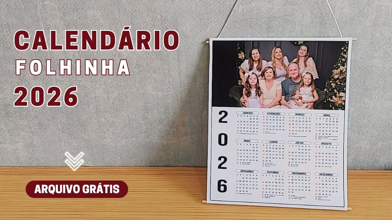 Calendário 2026 folhinha com foto - Como Fazer