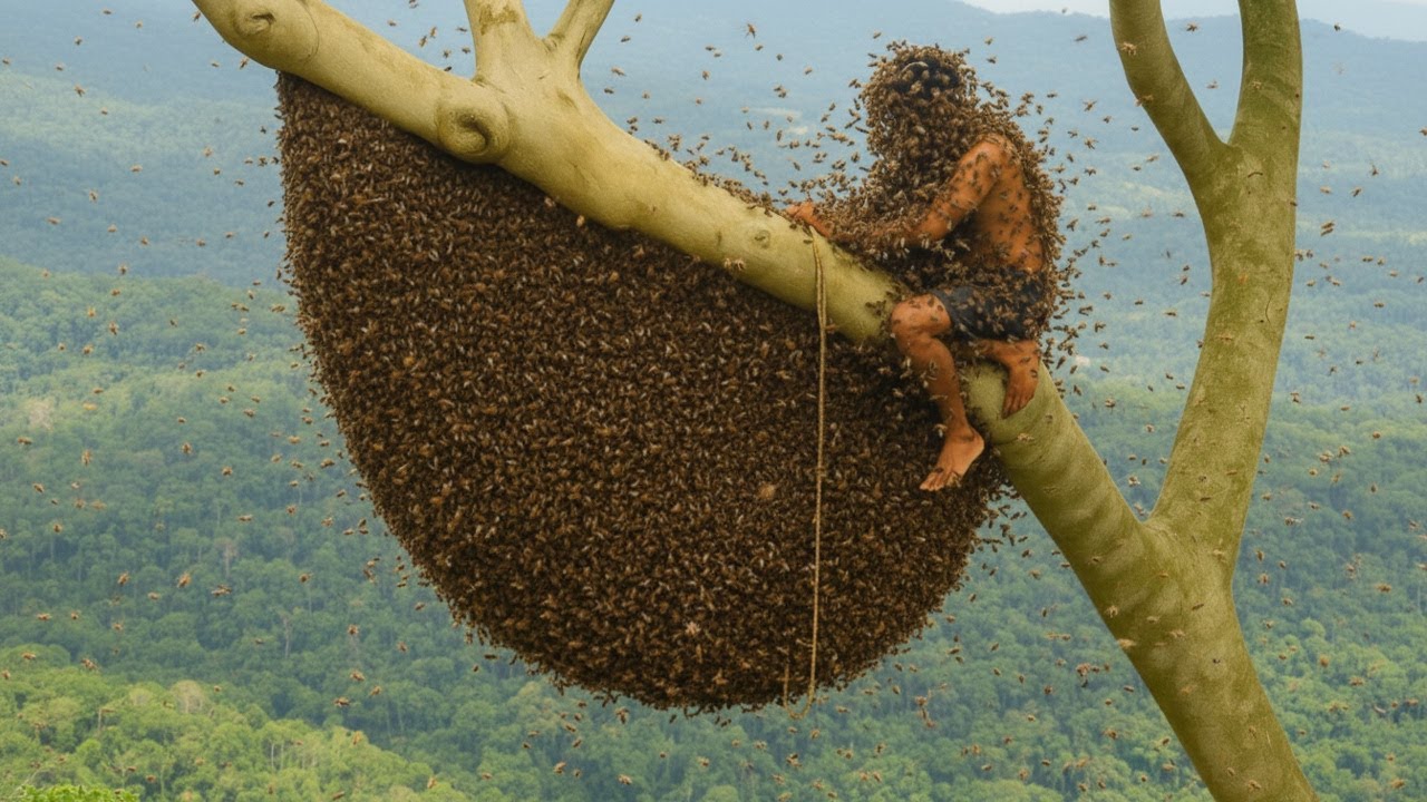 Solo Harvesting 50KG Wild Jungle Honey — Attacked by Furious Bees