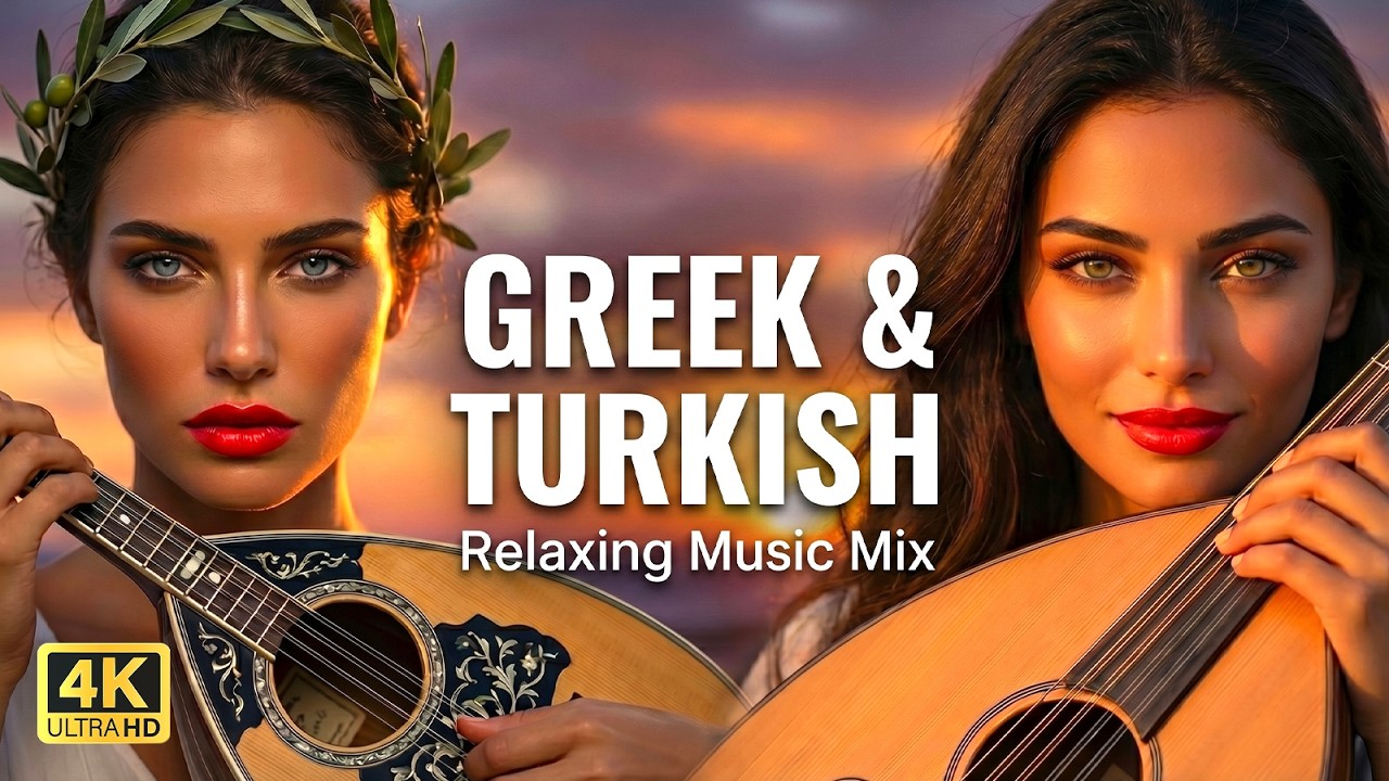 Греческая и турецкая фьюжн музыка для расслабления 🇬🇷🇹🇷 Средиземноморский закат 4K | Бузуки и уд