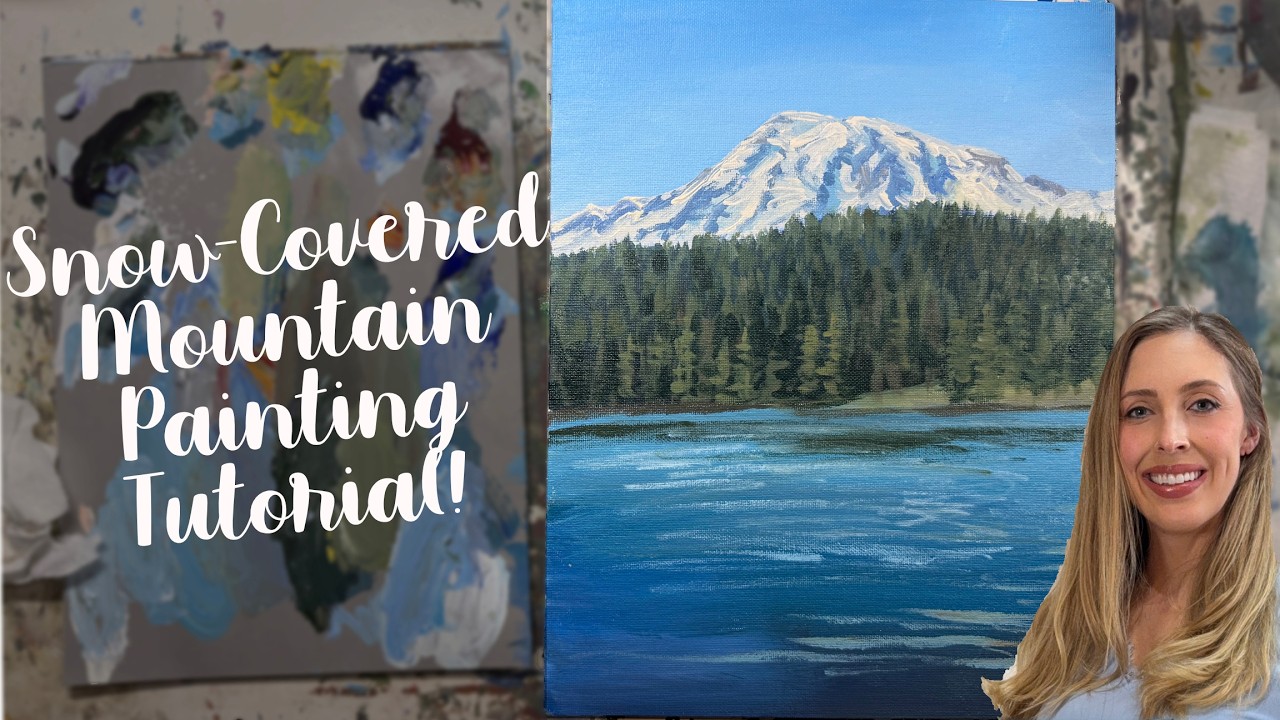 Snowy Mountain Acrylic Painting Tutorial (Reflection Lake at Mt Rainier)