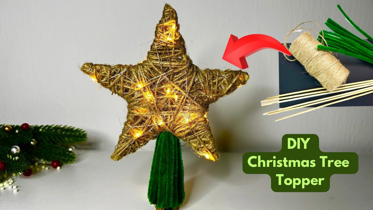 DIY Christmas Tree Topper Star | Rustic Holiday Craft with Fairy Lights 🎄⭐️🎅🏻 @beetlescrafts