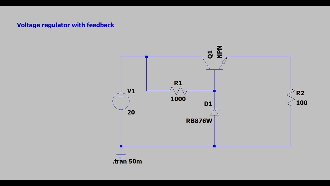 Electronic Basic 1:LTSpice design Voltage Regulator With Feedback bjt npn tansistor