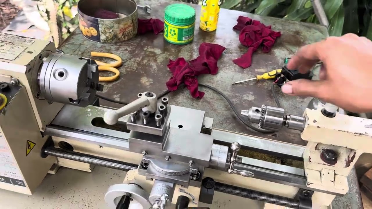 Máy tiện mini mecanix nhật bãi chống tâm  350mm lỗ thông nòng 20mm máy siêu đẹp lh 0973749765