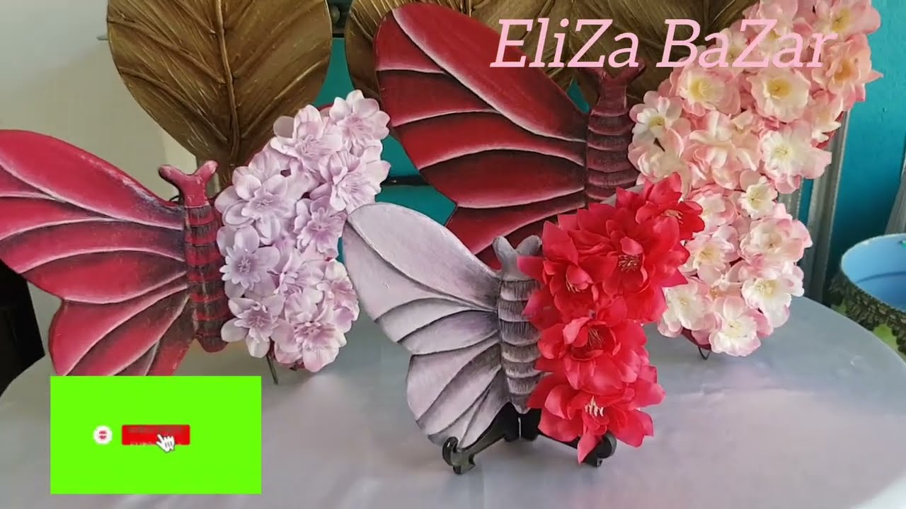 EliZa BaZar Lo Ordinario en Extraordinario Hermosas Mariposas de cartón adornadas con Frores.