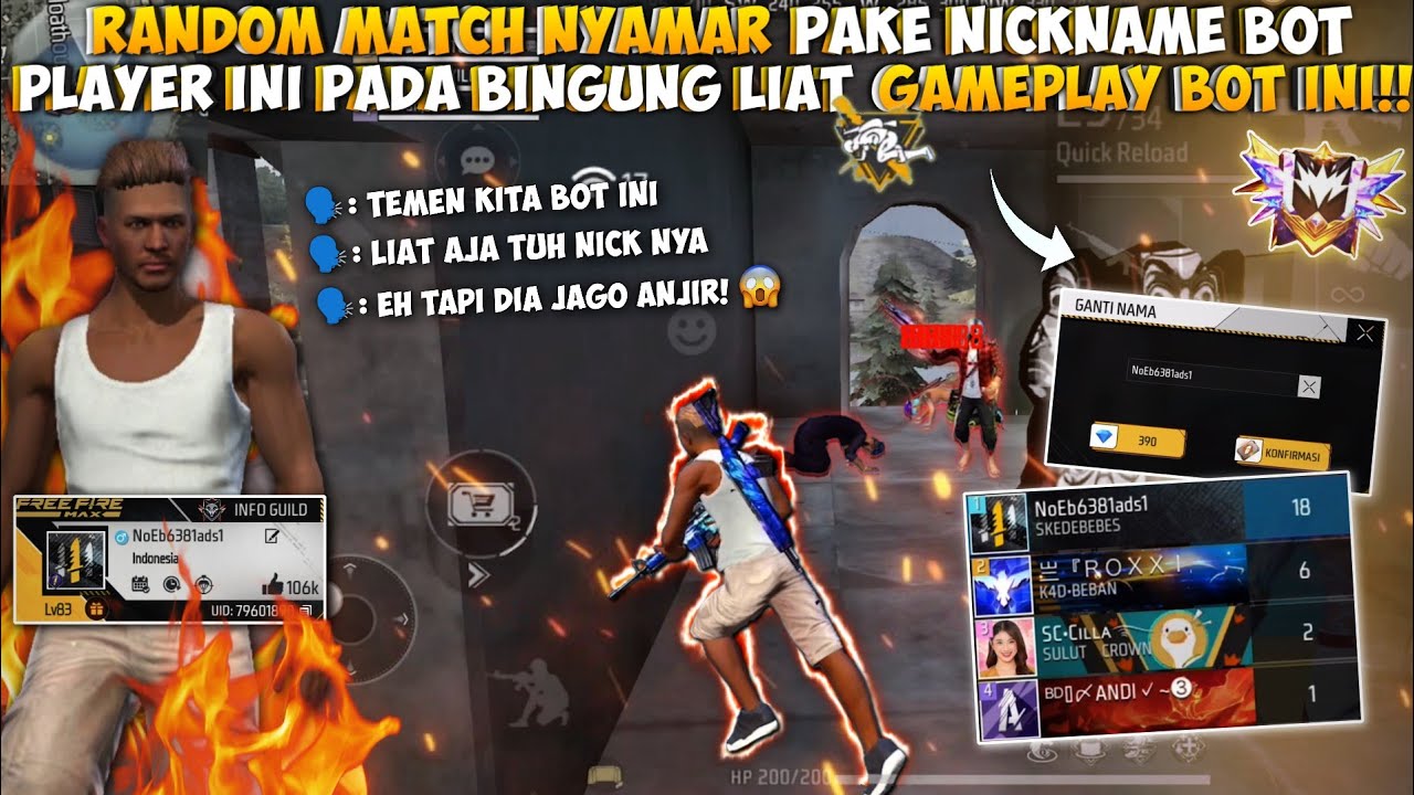 MAIN RANDOM MATCH NYAMAR JADI BOT!!PLAYER INI PADA BINGUNG BOT BISA NGEGENDONG SAMPE BOOYAH!!
