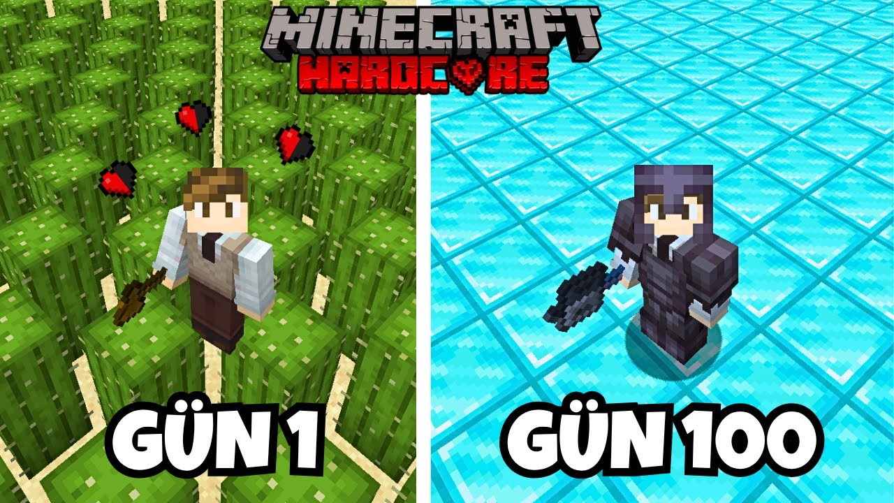 100 Gün Ama ZEMİN HER GÜN DEĞİŞİYOR! (Minecraft Hardcore)